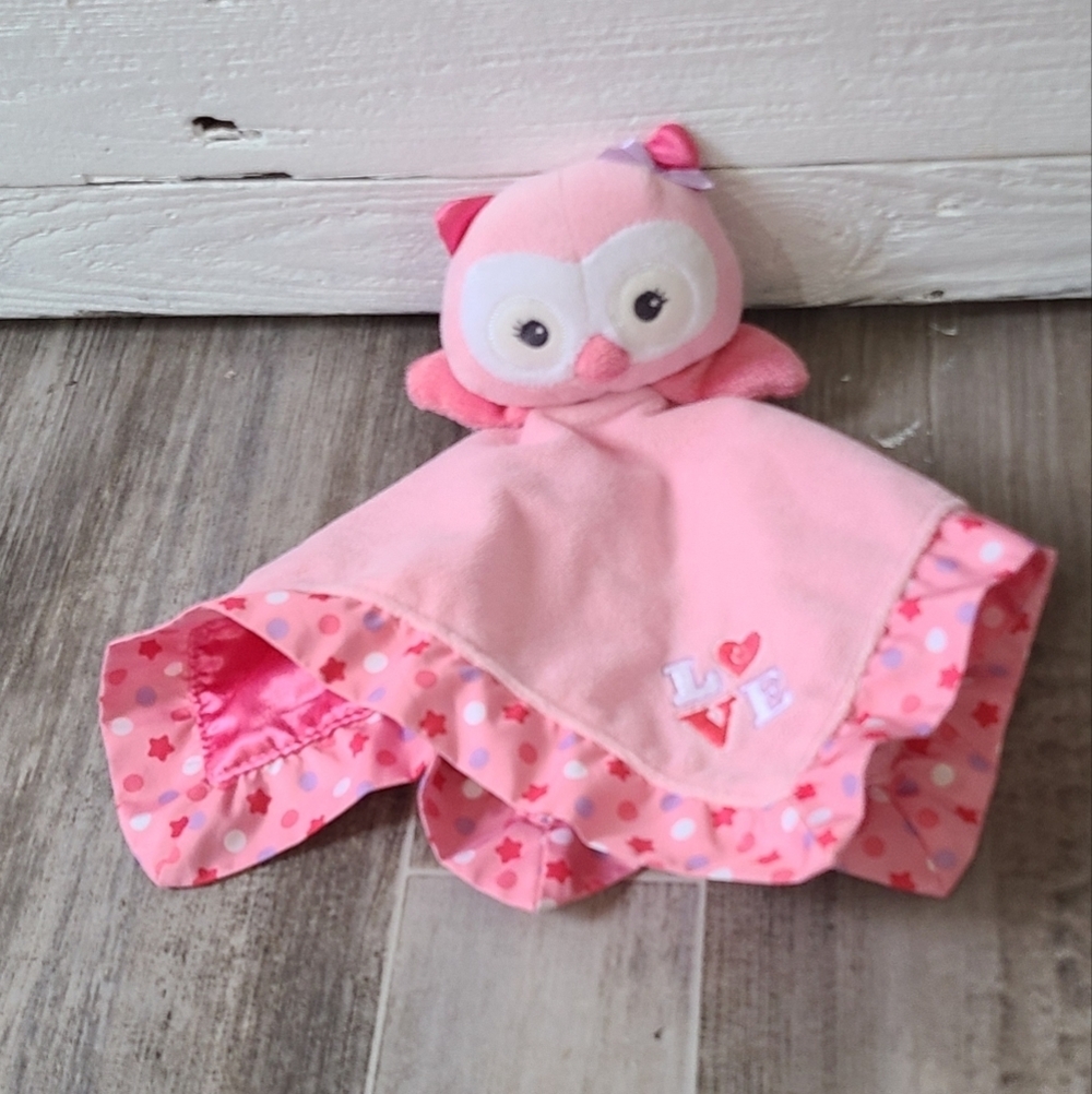 Garanimals Rattle Owl Baby Lovey Plush Stuffed Animal Satin Bk Security Blanket